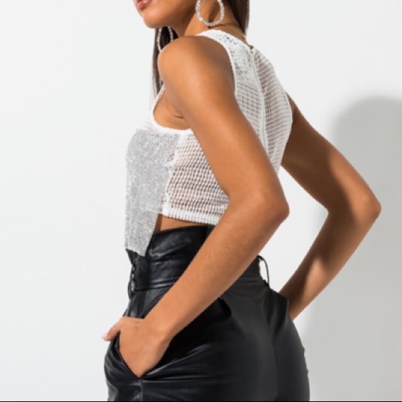 Akira White Rhinestone Top - Picture 2 of 4